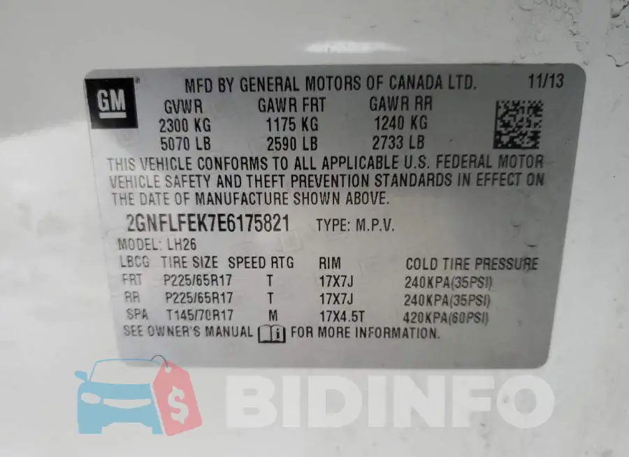 2GNFLFEK7E6175821 Photo# 14