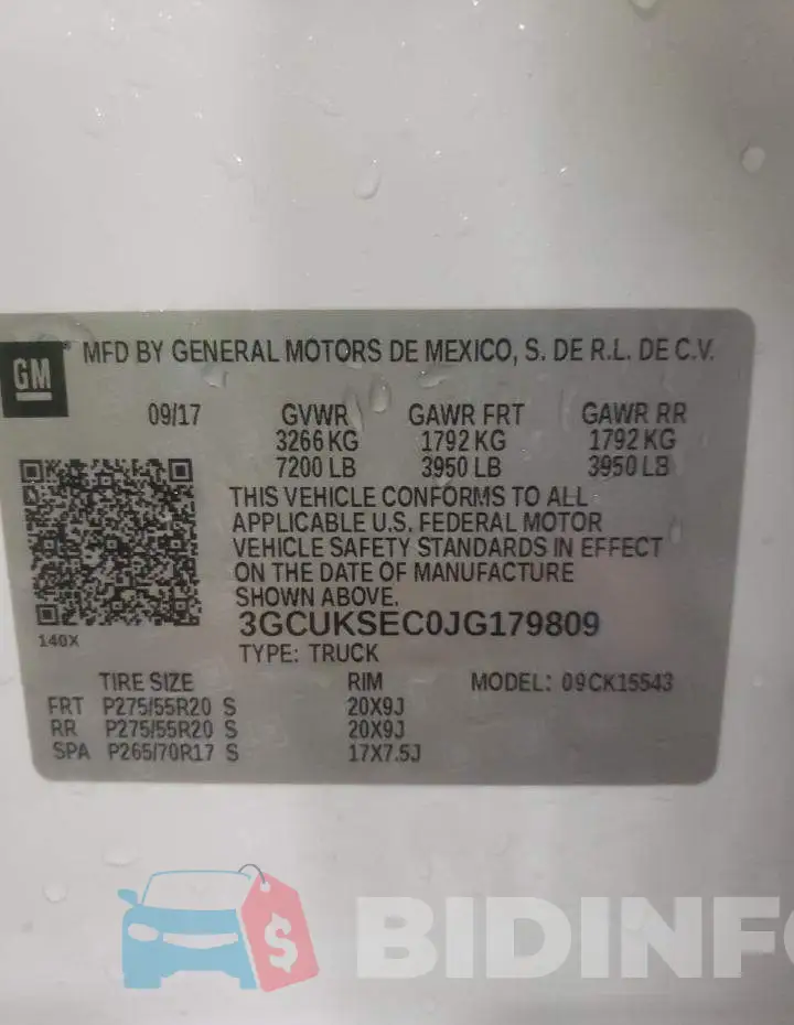 3GCUKSEC0JG179809 Photo# 12