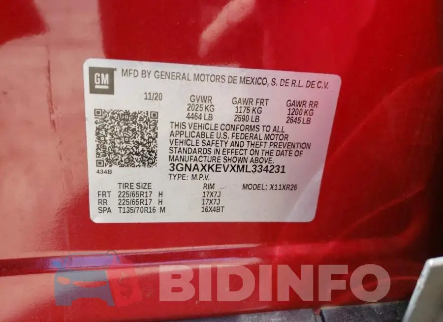 3GNAXKEVXML334231 Photo# 12