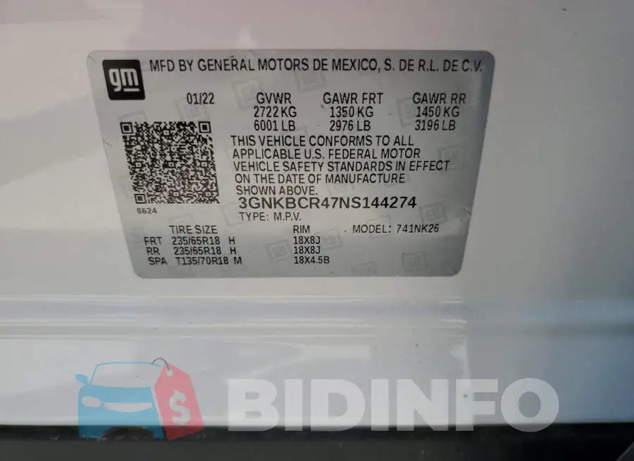 3GNKBCR47NS144274 Photo# 14