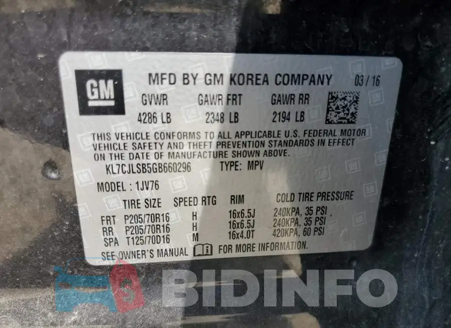 KL7CJLSB5GB660296 Photo# 13