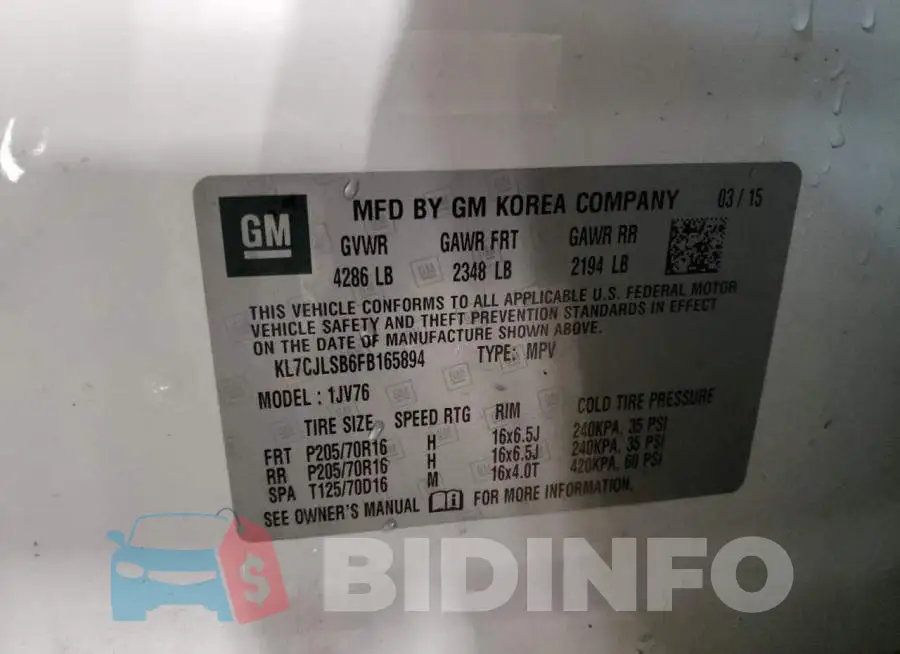 KL7CJLSB6FB165894 Photo# 12