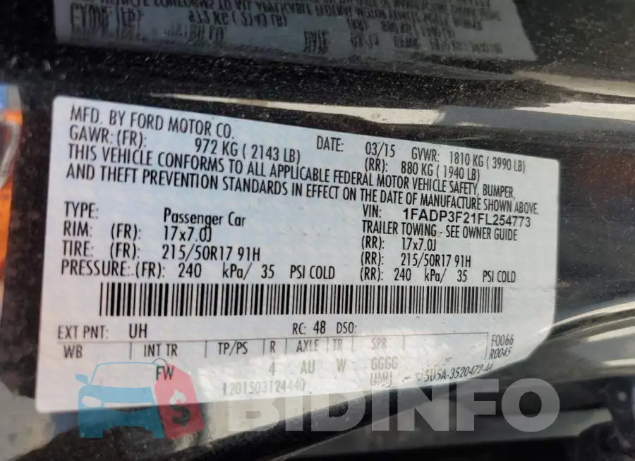 1FADP3F21FL254773 Photo# 13