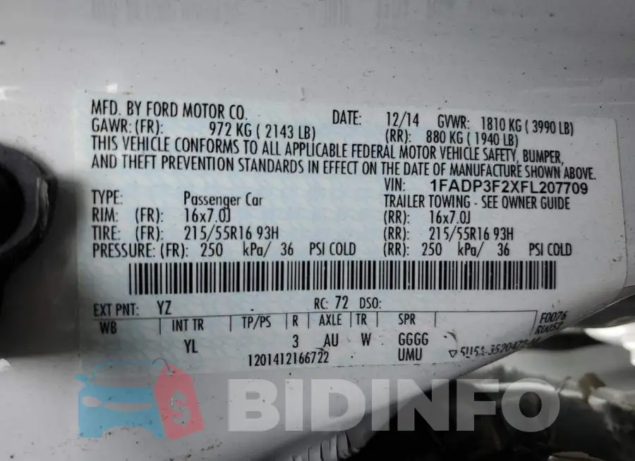 1FADP3F2XFL207709 Photo# 12