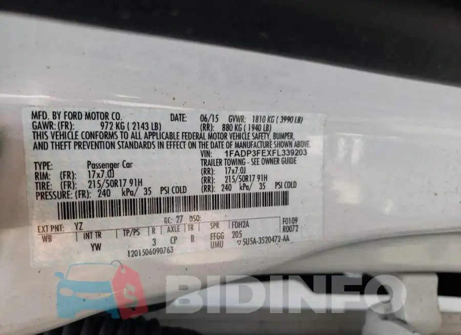 1FADP3FEXFL339203 Photo# 12