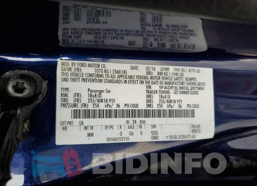 1FADP3L98GL287966 Photo# 12