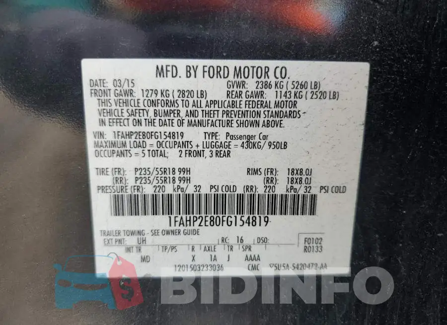 1FAHP2E80FG154819 Photo# 13
