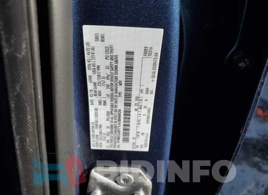 1FMCU0F71JUB66930 Photo# 13