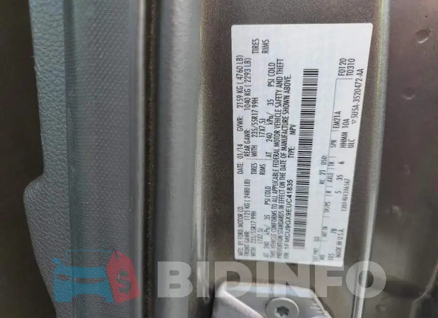 1FMCU9GX9EUC41835 Photo# 12