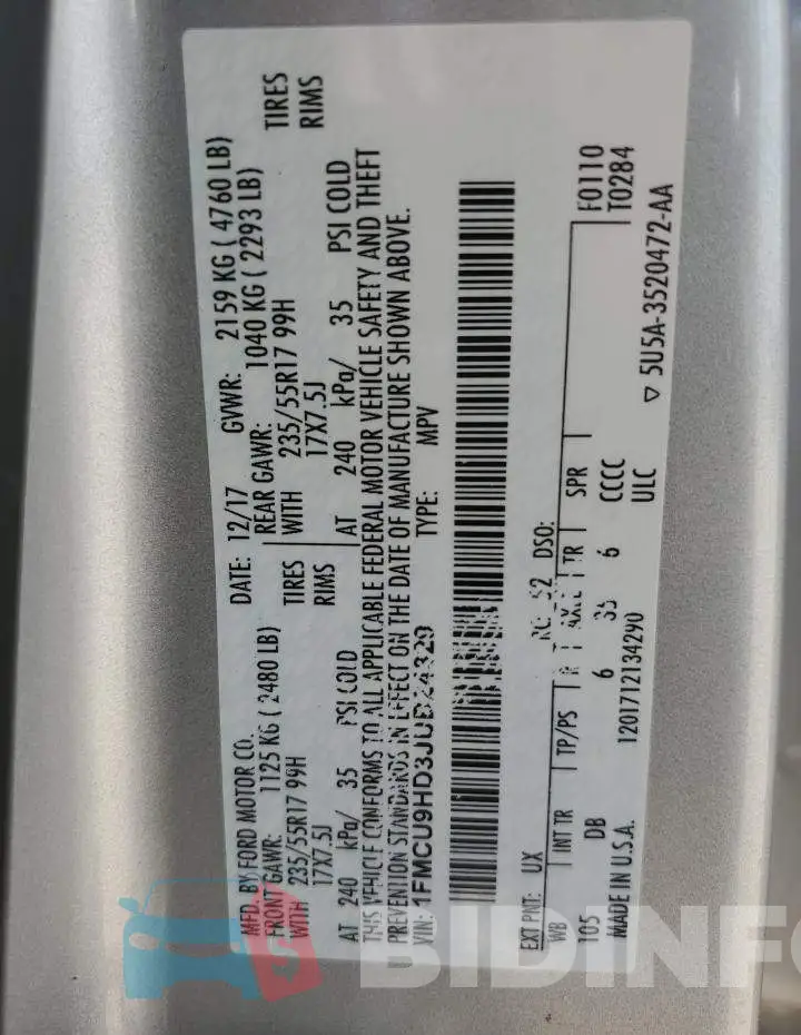1FMCU9HD3JUB24329 Photo# 12