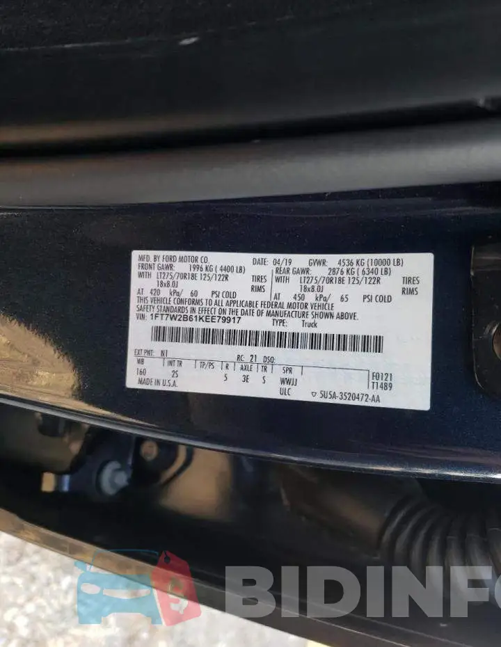 1FT7W2B61KEE79917 Photo# 10