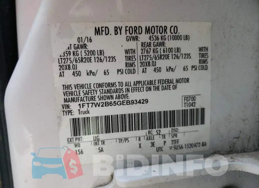 1FT7W2B65GEB93429 Photo# 12