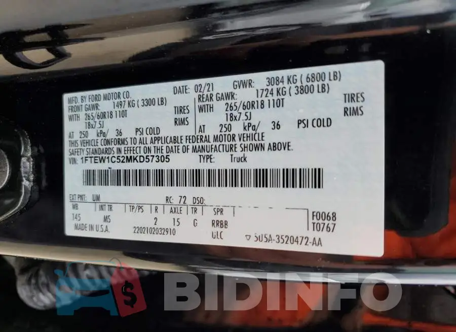 1FTEW1C52MKD57305 Photo# 12