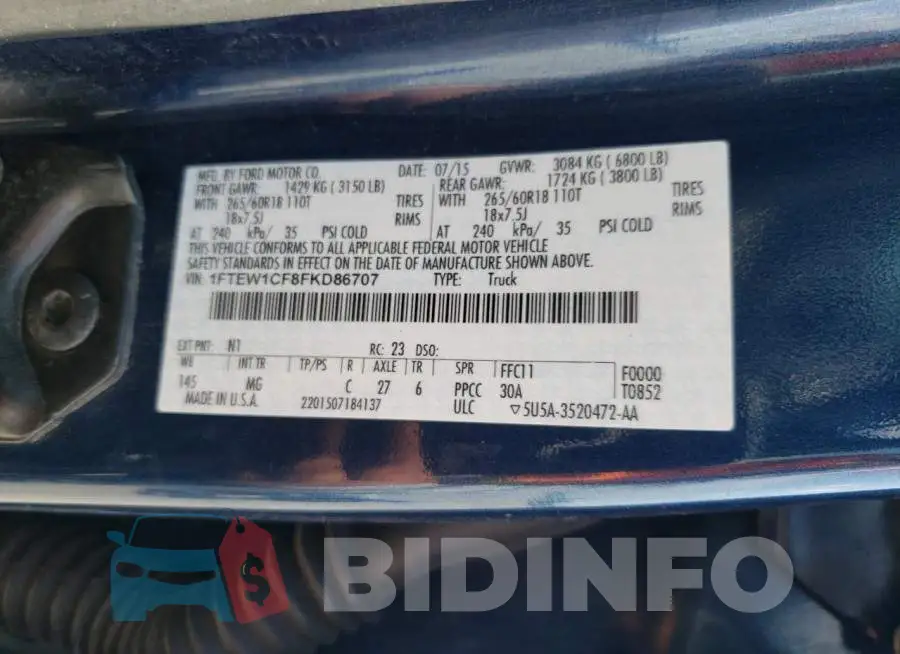 1FTEW1CF8FKD86707 Photo# 12