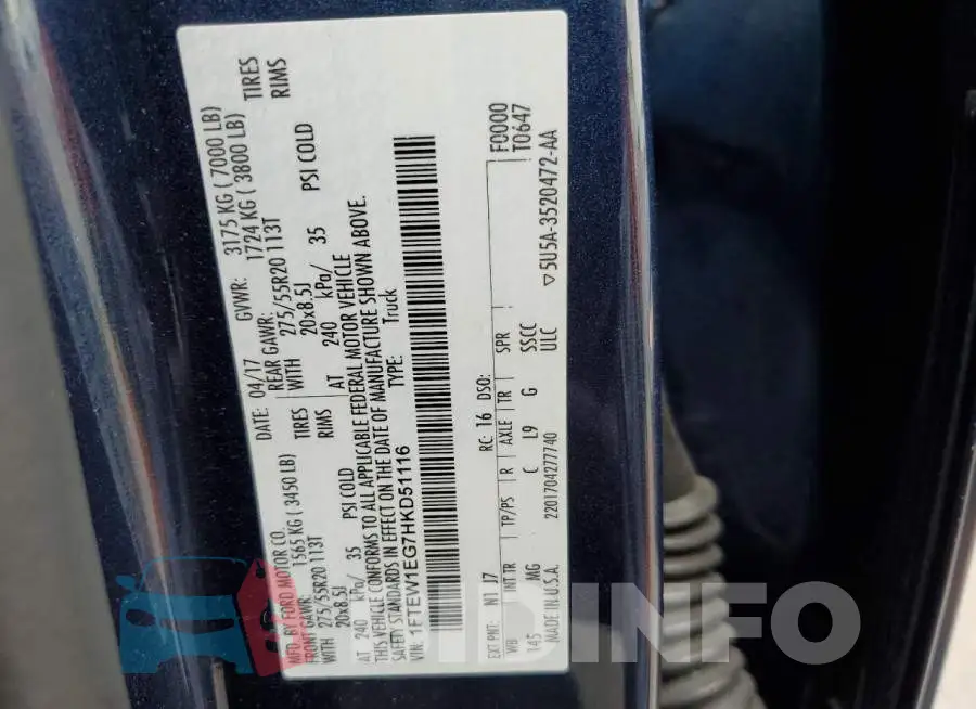 1FTEW1EG7HKD51116 Photo# 12