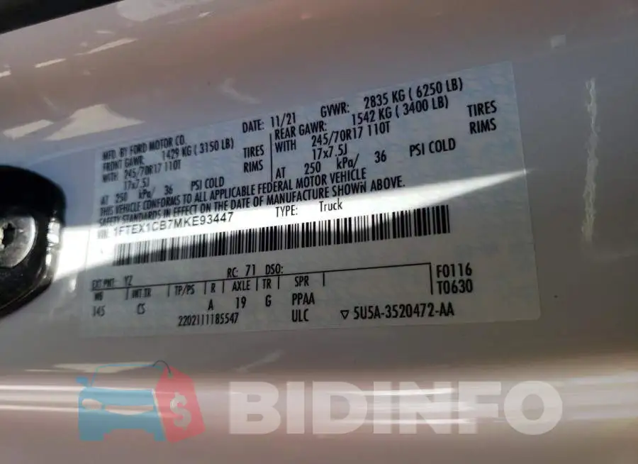 1FTEX1CB7MKE93447 Photo# 12