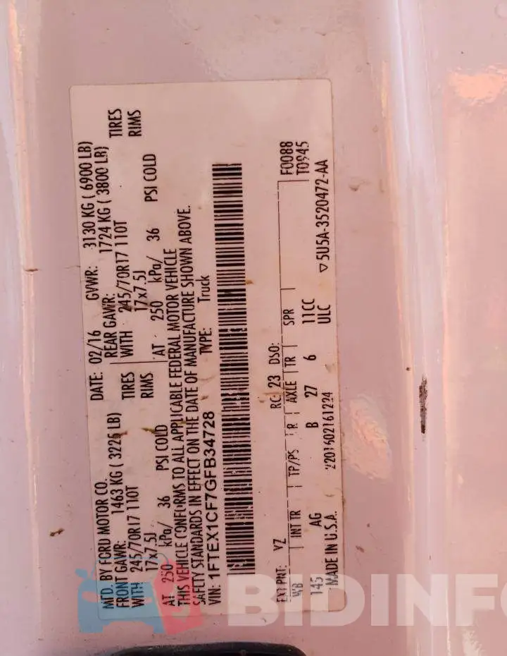 1FTEX1CF7GFB34728 Photo# 12