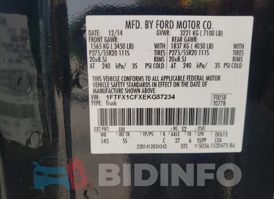1FTFX1CFXEKG57234 Photo# 12