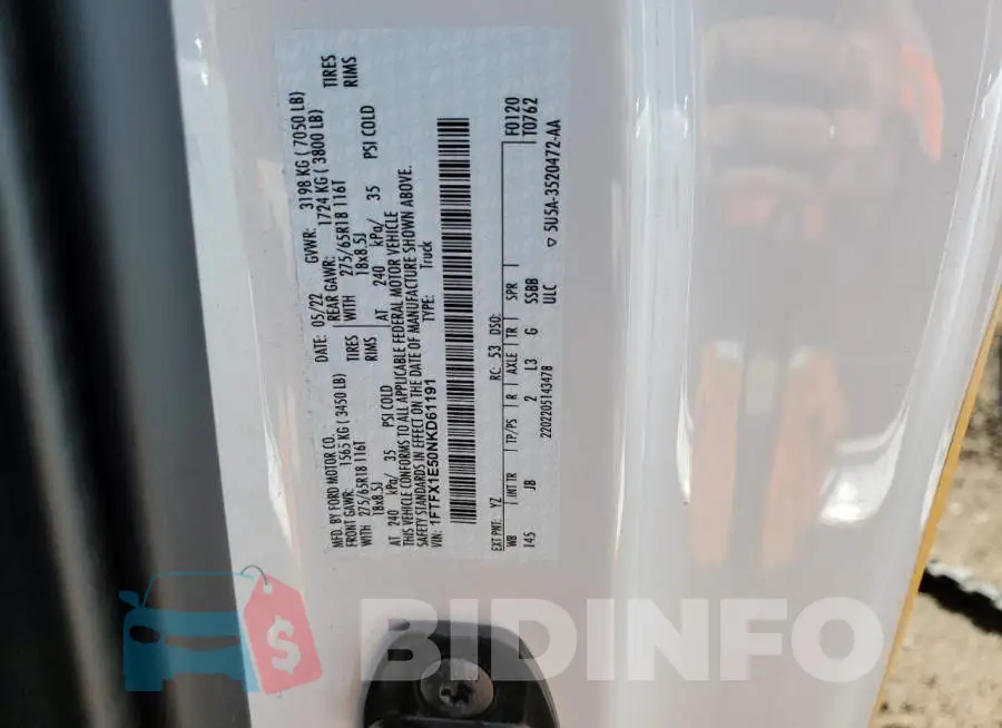 1FTFX1E50NKD61191 Photo# 13