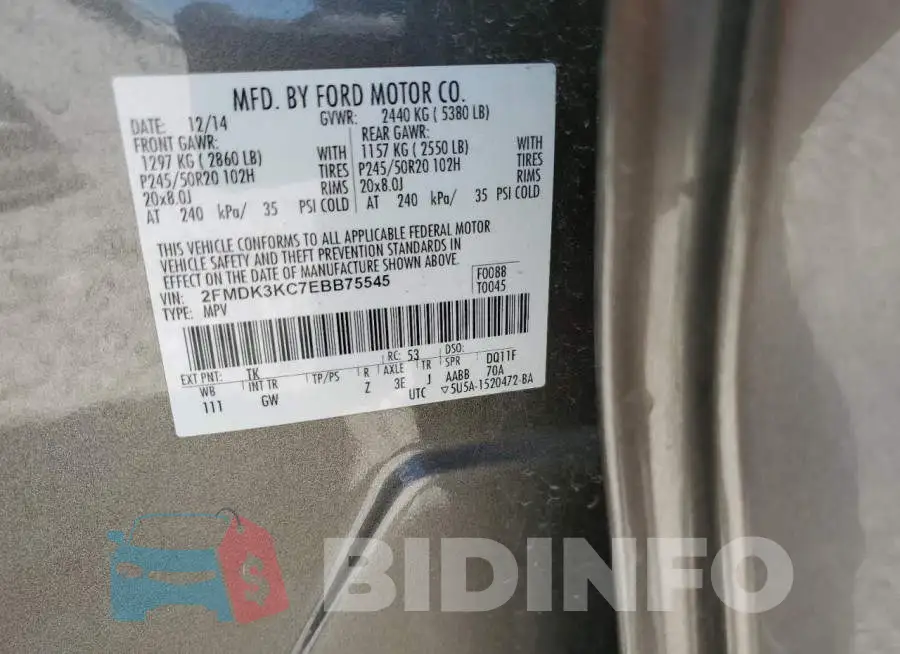 2FMDK3KC7EBB75545 Photo# 13