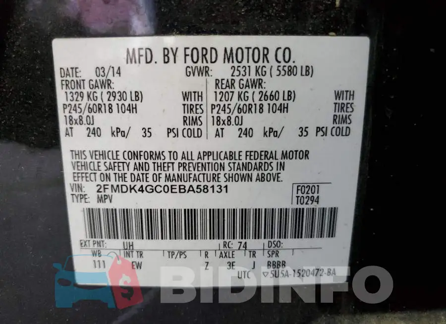 2FMDK4GC0EBA58131 Photo# 13