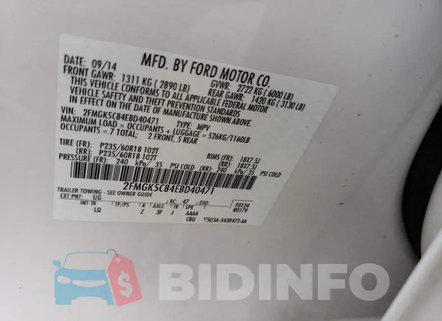 2FMGK5C84EBD40471 Photo# 12