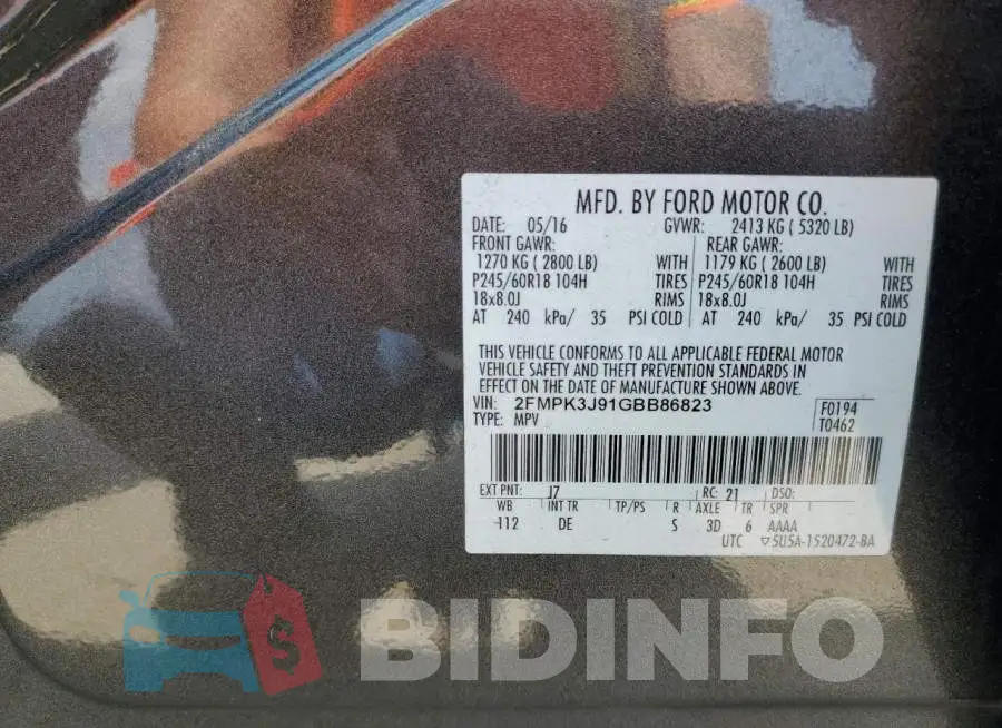 2FMPK3J91GBB86823 Photo# 12