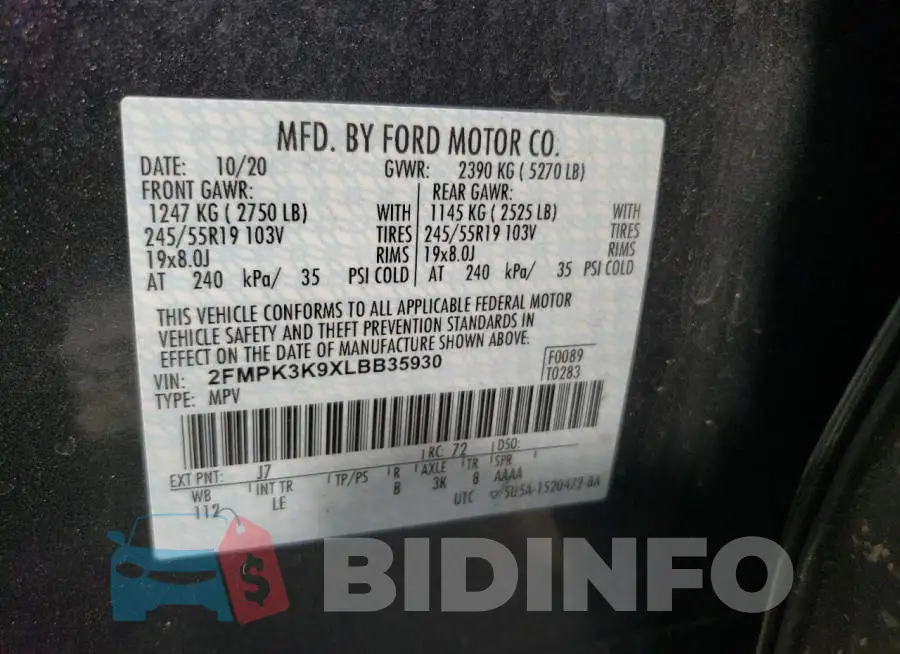 2FMPK3K9XLBB35930 Photo# 12