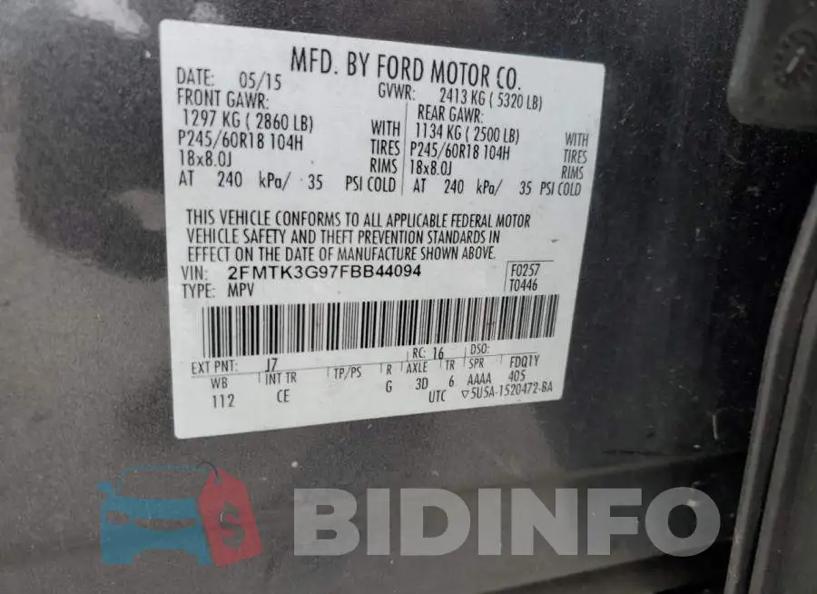 2FMTK3G97FBB44094 Photo# 13