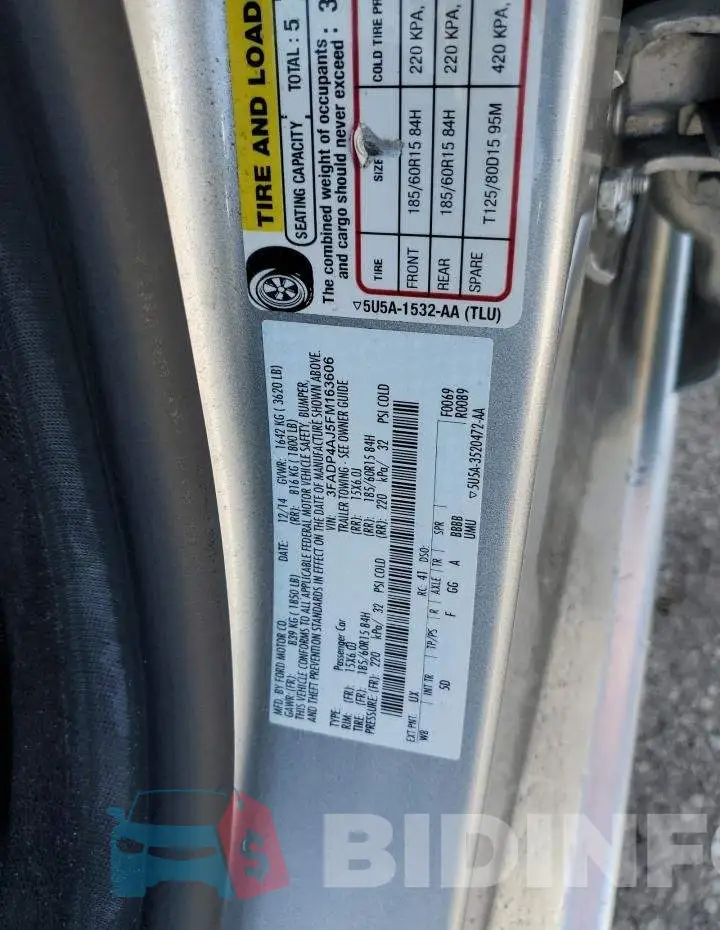 3FADP4AJ5FM163606 Photo# 12