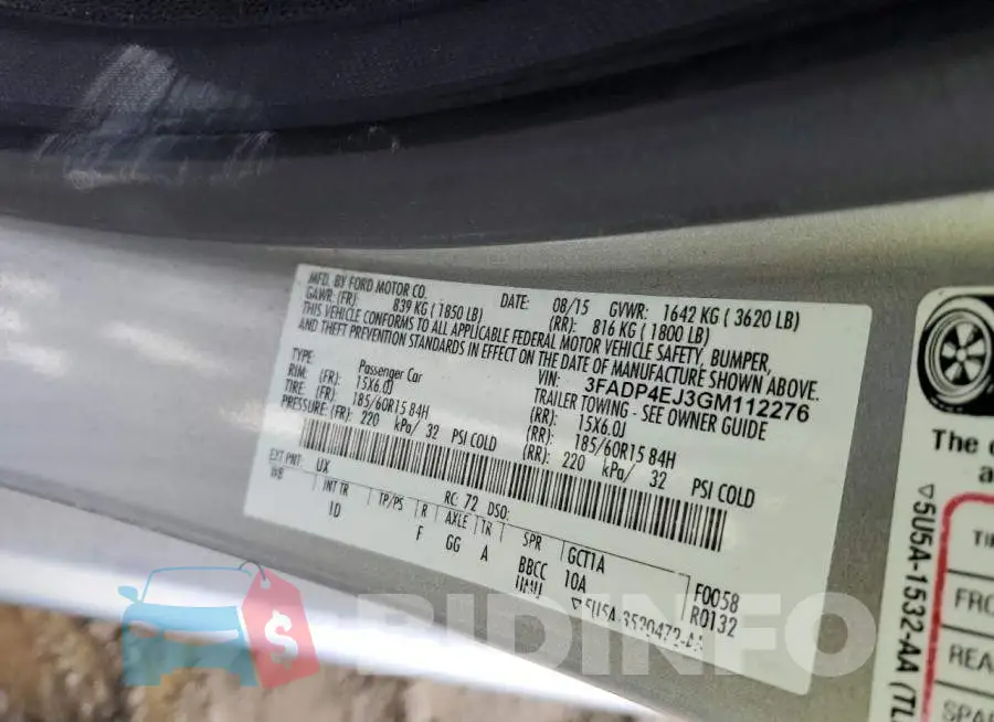 3FADP4EJ3GM112276 Photo# 12