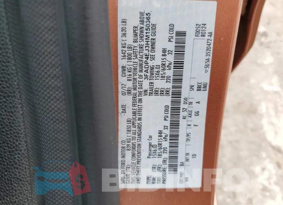 3FADP4EJ3HM150365 Photo# 12