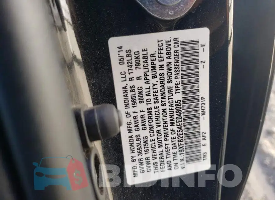 19XFB2E54EE048085 Photo# 10