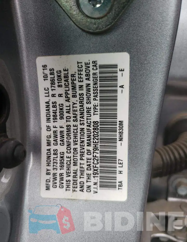 19XFC2F79HE202808 Photo# 12