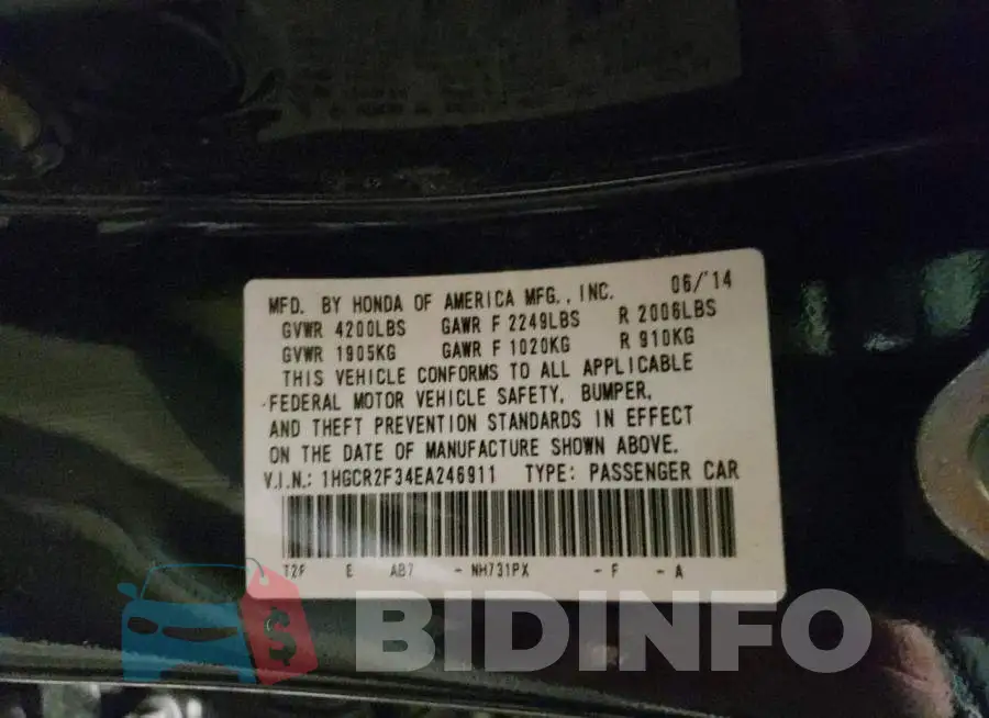 1HGCR2F34EA246911 Photo# 12