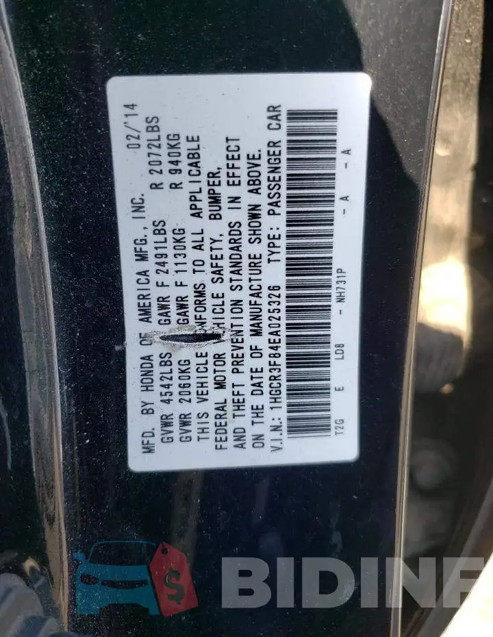 1HGCR3F84EA025326 Photo# 12