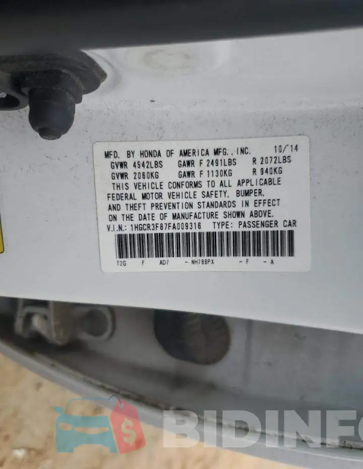 1HGCR3F87FA009316 Photo# 12