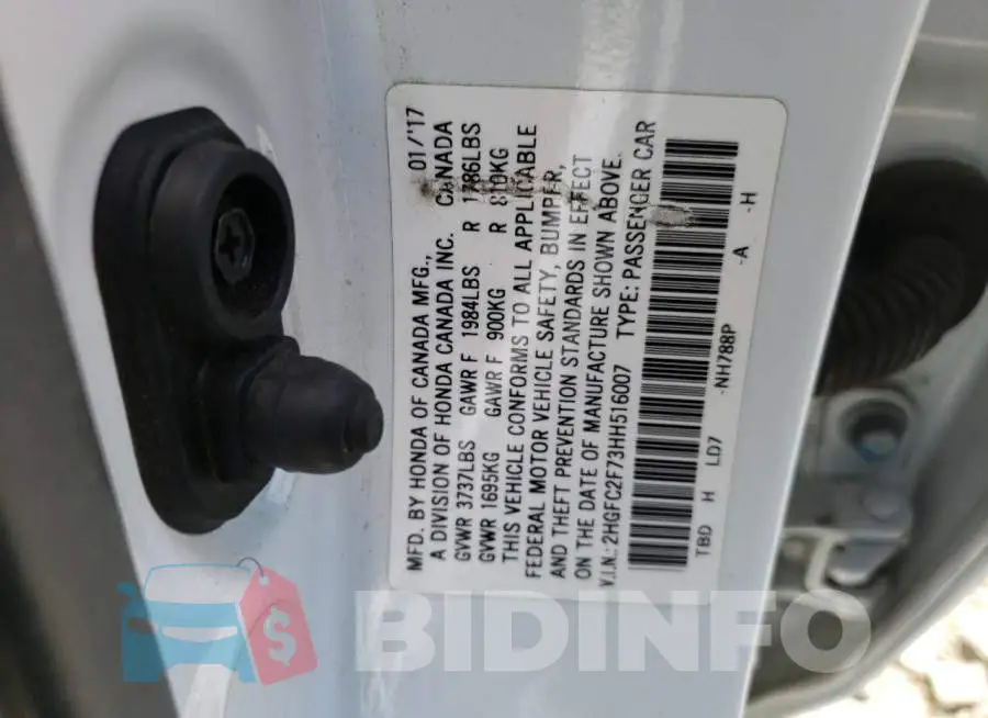 2HGFC2F73HH516007 Photo# 12