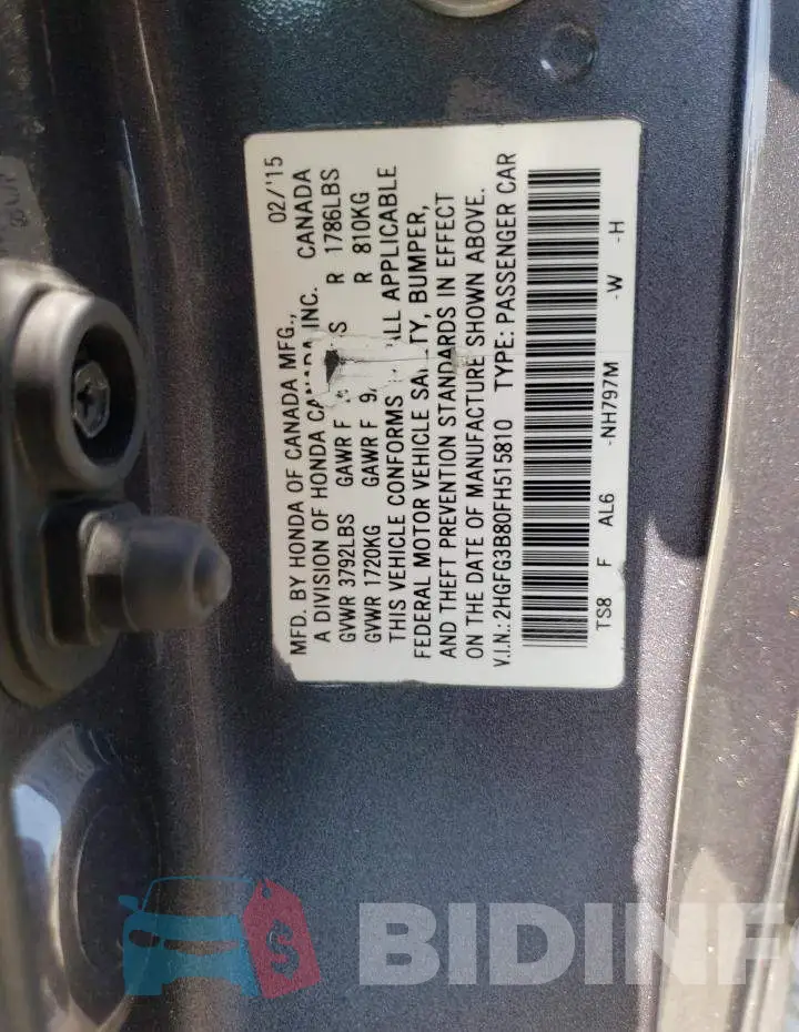 2HGFG3B80FH515810 Photo# 12