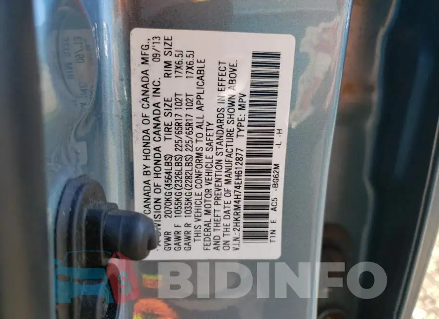 2HKRM4H74EH612877 Photo# 13