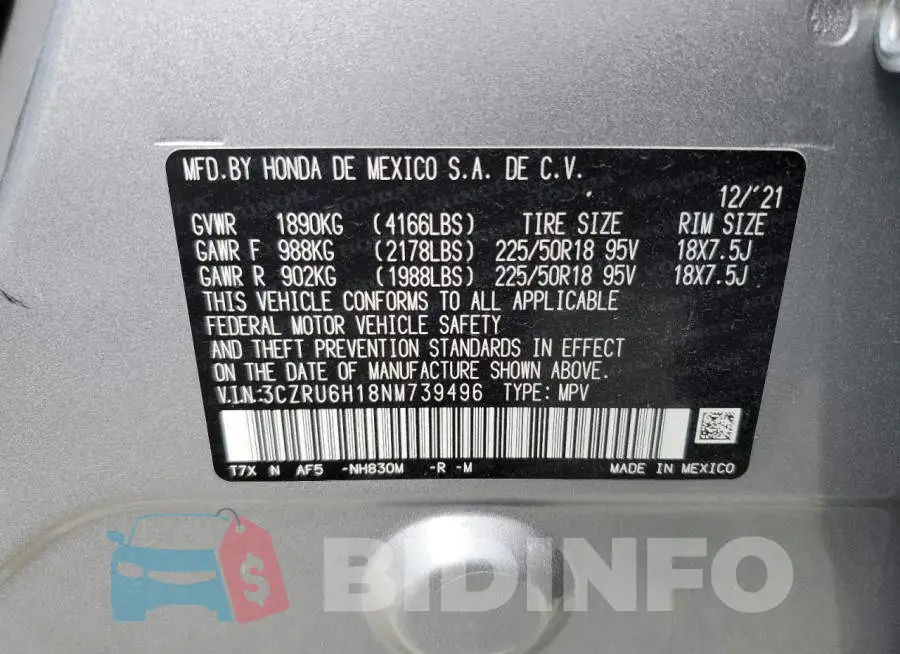 3CZRU6H18NM739496 Photo# 14