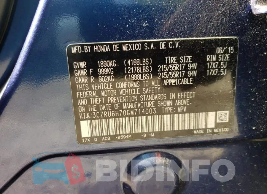 3CZRU6H70GM714003 Photo# 13