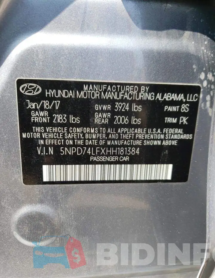 5NPD74LFXHH181384 Photo# 13