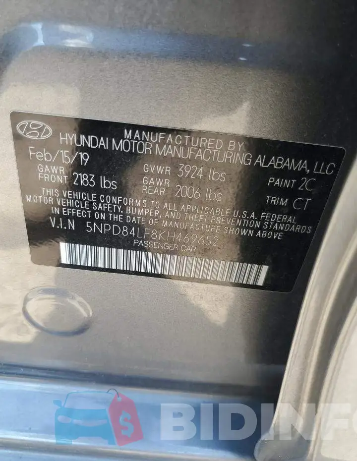 5NPD84LF8KH469652 Photo# 12