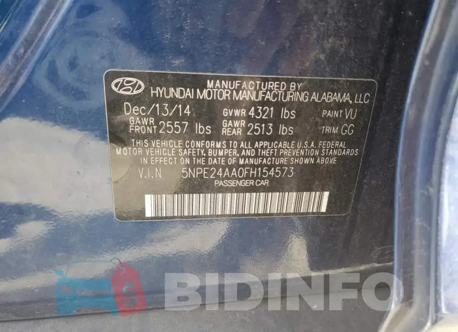 5NPE24AA0FH154573 Photo# 12