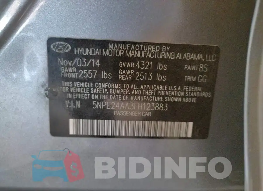 5NPE24AA3FH123883 Photo# 12