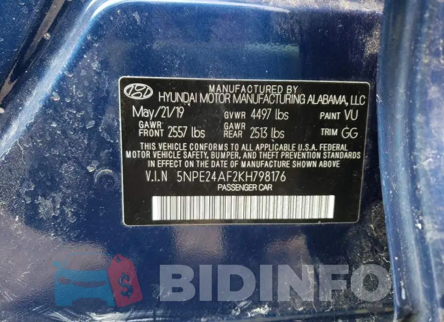 5NPE24AF2KH798176 Photo# 12