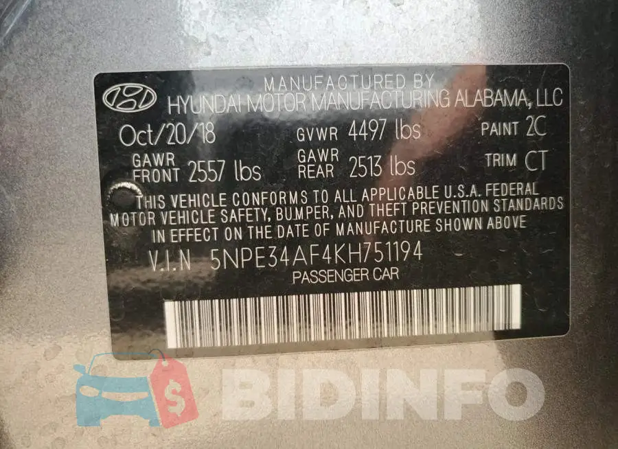 5NPE34AF4KH751194 Photo# 12