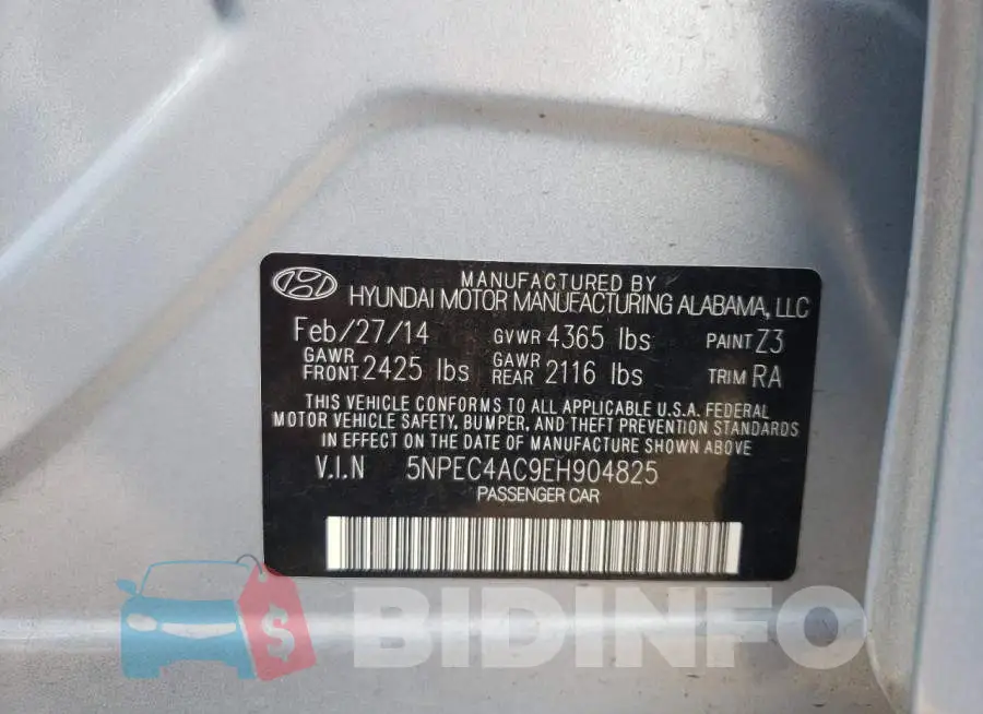 5NPEC4AC9EH904825 Photo# 12