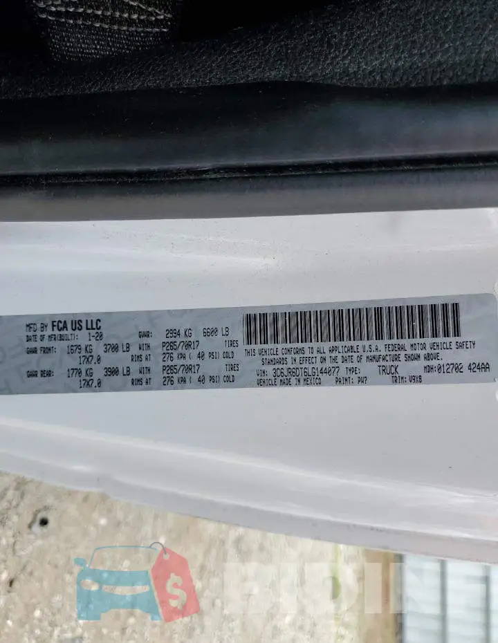 3C6JR6DT6LG144077 Photo# 13